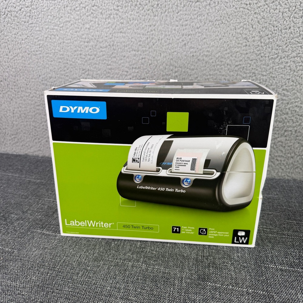DYMO LabelWriter 450 Twin Turbo Printer 1750160 Black Silver Dual Roll NEW CIB